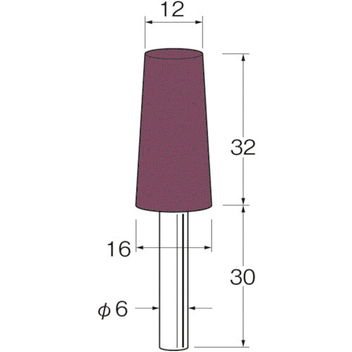 R3621 Green Carborundum Rubber Grindstone with Shaft Outer Diameter (mm): 12 Grit (#): 46 1 Pack