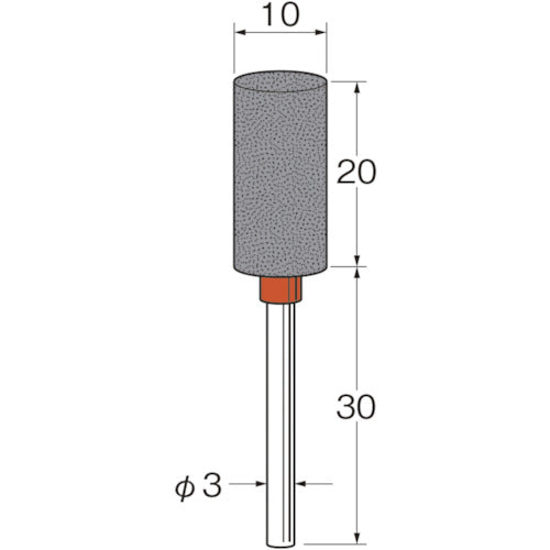 R2341 Ceramic Rubber Grindstone with Shaft (for Metal Grinding) Outer Diameter (mm): 10 Grit Size (#): 80 1 Pack