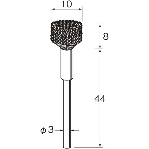 Router Umbrella-shaped brush with shaft Shaft diameter (mm): 3 Hair material: Stainless steel wire B6219 1 bag