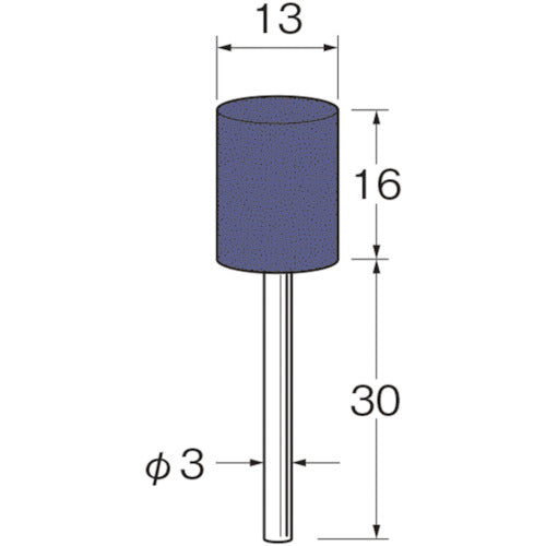 リューター 軸付グリーンカーボランダムゴム砥石外径(mm):13粒度(#):90 R3312 1袋