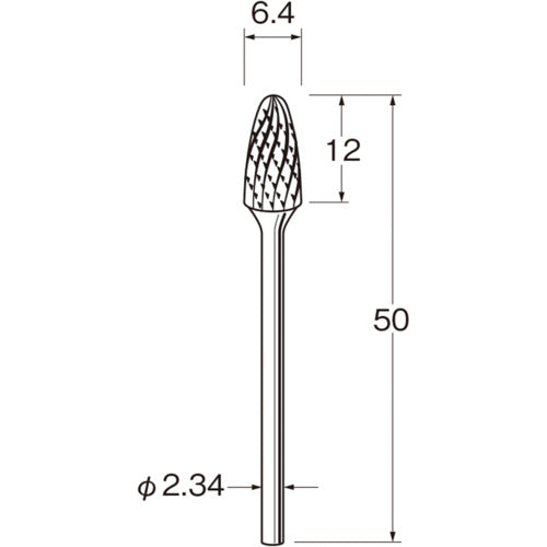 リューター 精密加工用超硬カッタークロスカット刃径(mm):6.4 K1742 1 袋