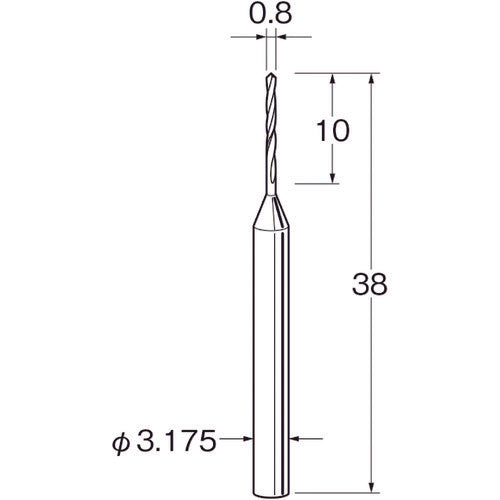 LUTHER Twist Drill (Carbide) Blade diameter (mm): 0.8 Shank diameter (mm): 3.175 T3008 1 bag