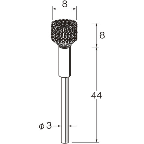 Router Umbrella-shaped brush with shaft Shaft diameter (mm): 3 Hair material: Stainless steel wire B6119 1 bag