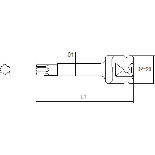 오미 삽입 사각형 9.52 헥스웨이브 소켓 T40 전장 70 OS3T-T40-70 1개