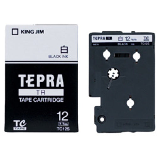 KING JIM Tape Cartridge, White Label, 12mm TC12S, 1 pc