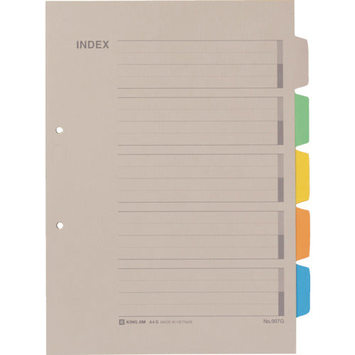 KING JIM Color Index A4 Vertical 5 Colors 5 Columns 6 Sheets 1 Set 2 Holes 907G 1 Book