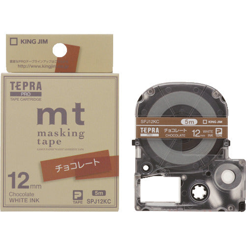 KING JIM 【순정】 “테프라” PRO 테이프 초콜릿/백문자 SPJ12KC 1개