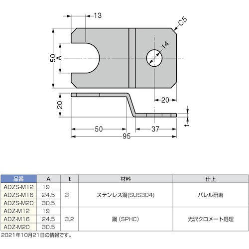 SUGATSUNE (200141244)ADZS−M16アジャスター押え金具(ステンレス鋼製) ADZS-M16 1 個