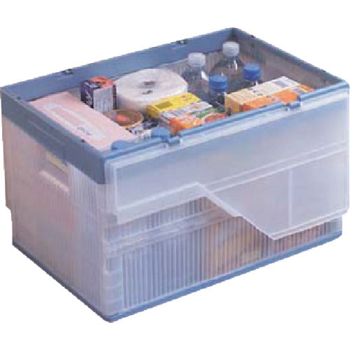 IRIS 202733 フタ付おりたたみコンテナ 53L クリア/ブルー 53L 1 個