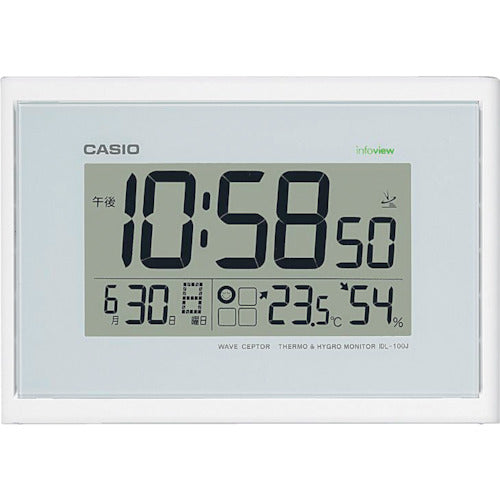 カシオ 電波掛け時計 260×180×厚み35mm 白 IDL-100J-7JF 1 台