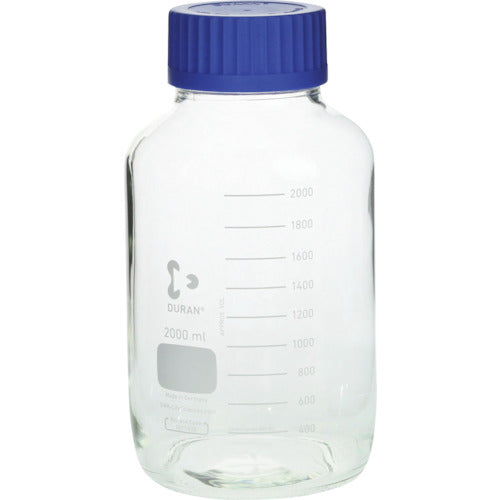 SIBATA Heat-Resistant Screw-Cap Bottle, Wide Mouth, Blue Cap, 2000mL, 017250-2000, 1 pc