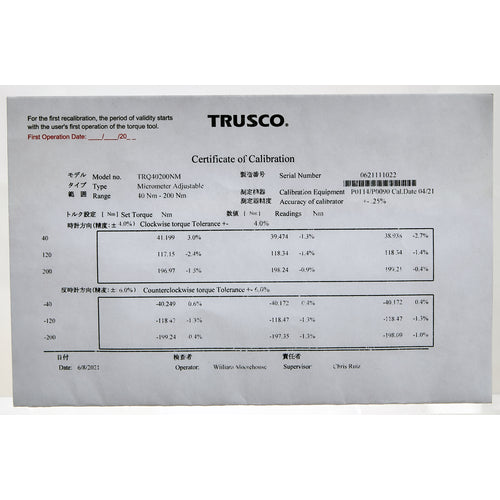 TRUSCO Preset Torque Wrench 1/2 40-200Nm TRQ40200NM 1 pc