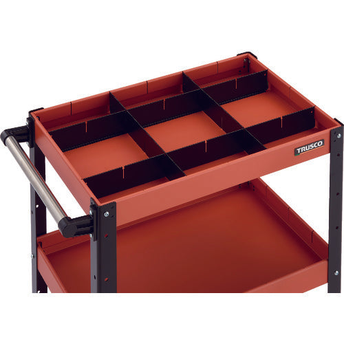 TRUSCO 툴 왜건 이글 왜건 600X400XH880 심형 3단 1단 칸막이 판 부착 우레탄 바퀴 오렌지/블랙 EGW-963F3S1U-ORBK 1대