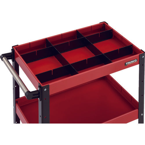 TRUSCCO 툴 왜건 이글 왜건 600X400XH880 심형 3단 1단 칸막이 판 첨부 우레탄 바퀴 레드/블랙 EGW-963F3S1U-RBK 1대