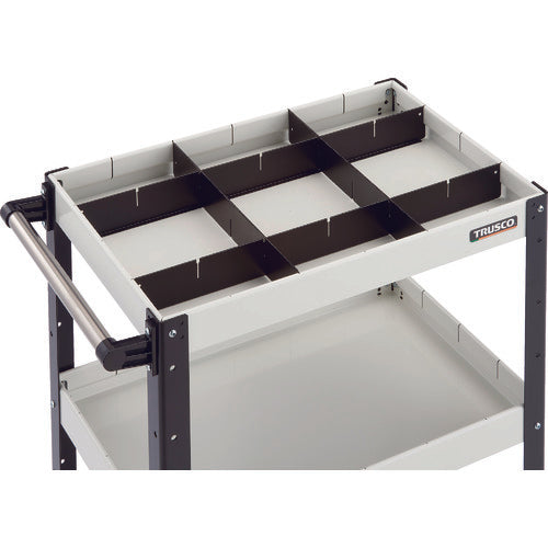 TRUSCO ツールワゴン イーグルワゴン 600X400XH880 深型3段 1段仕切板付 ウレタン車輪 ホワイト/ブラック EGW-963F3S1U-WBK 1 台