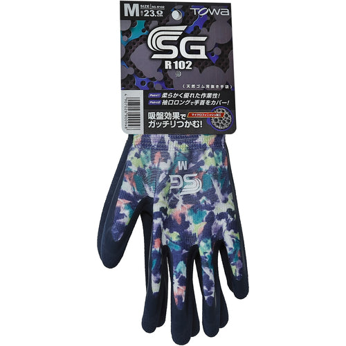 Towaron Natural Rubber Backless Gloves SG-R102 Blurred Pattern Blue M SG-R102-M 1 Pair