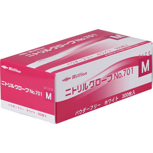 ミリオン ニトリルグローブ パウダーフリー No.701 300枚入 LH-701-M 1 箱