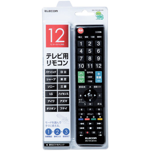ELECOM 12 메이커 대응 멀티 TV 리모콘 ERC-TV01LBK-MU 1 개