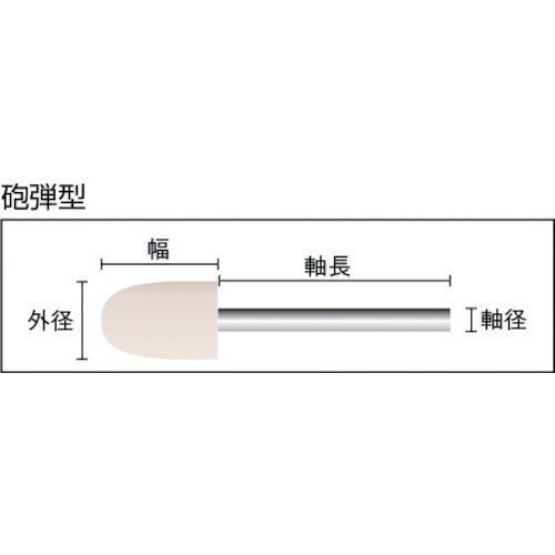 TRUSCO フェルトミニホイール 砲弾型 Φ6 仕上げ用 白色 (10個入) SF612H-W 1 箱