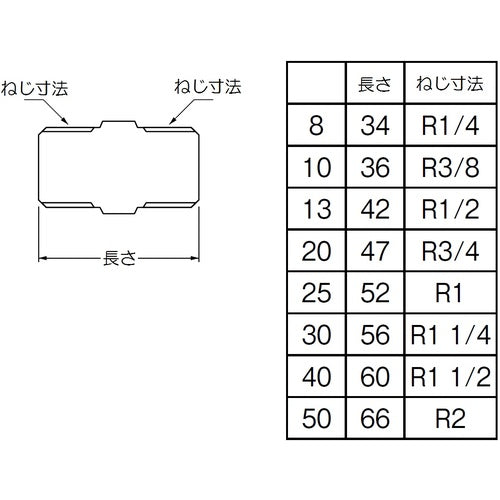 SANEI Stainless Steel Hexagonal Nipple TS700-13 1 pc