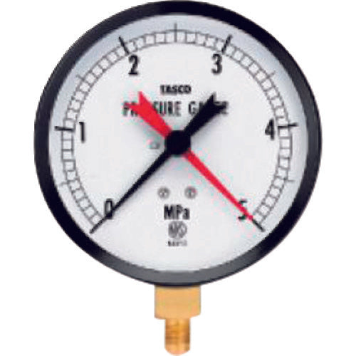 タスコ 100φ圧力計(5.0MPa 設置針式) TA148AF-350 1 個