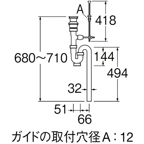 SANEI 세발 배수 마개 부착 S트랩 H774-38 1개