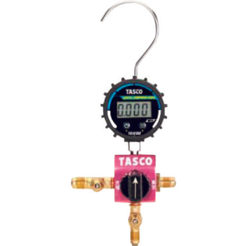 타스코 R410A R32용 볼 밸브식 디지털 싱글 게이지 매니폴드 TA123DG 1개
