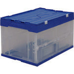 IRIS 557703 ハード折りたたみコンテナフタ一体型 ブルー/クリア HDOH-50L-BLCL 1 個