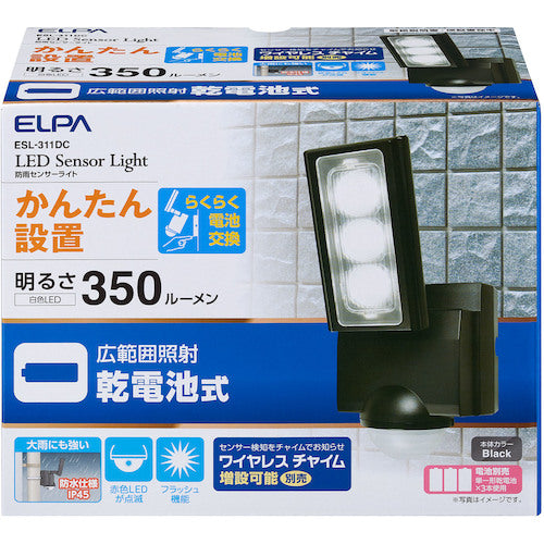 ELPA Battery-powered sensor light, 1 lamp, ESL-311DC, 1 unit