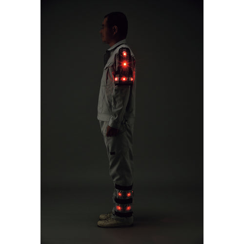 緑十字 LED脚絆 紺メッシュ地/赤LED/白反射 LED脚絆−1 フリーサイズ(面ファスナー付き) 242006 1 枚