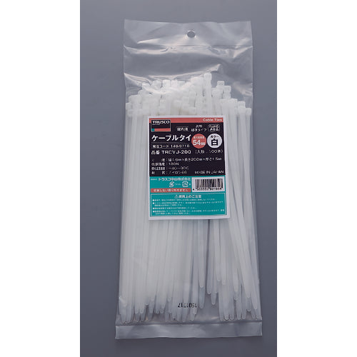 TRUSCO 케이블 타이 폭 4.6mmX200mm 최대 결속 Φ54 100개입 TRCVJ-200 1봉