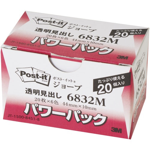 3M ポスト・イット ジョーブ パワーパック透明見出し 44X10mm 6832M 1 箱