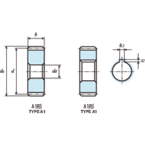 KG 【매진 폐번】 S45C평 기어 S1S 56A=1012 형상 A1 모듈 1 치수 56 치폭 10mm 구멍 직경 Φ12mm S1S 56A=1012 1개