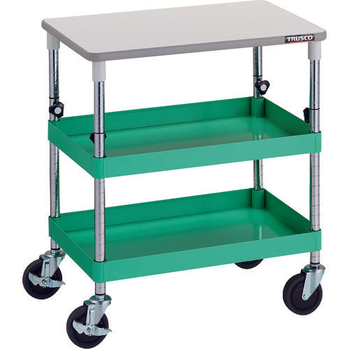 TRUSCO Tool Wagon Phoenix Wagon Noise-reducing 600 x 400 x H700-950 with top plate Young Green PEW-A762T-YG 1 unit