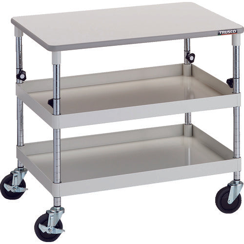TRUSCO Tool Wagon Phoenix Wagon, Noise-reducing, 750 x 500 x H700-950, with top plate, White, PEW-A772T-W, 1 unit