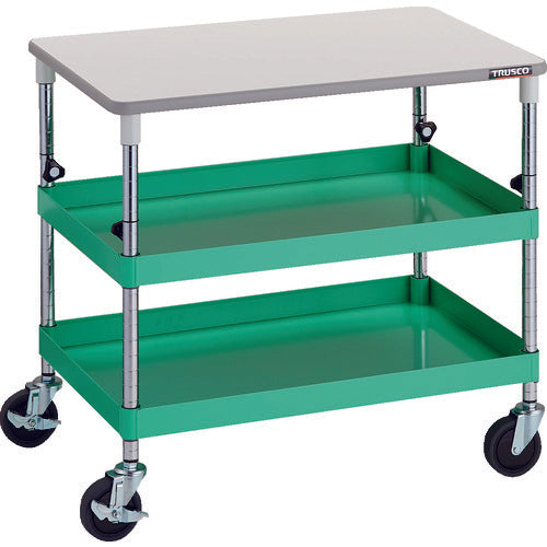 TRUSCO Tool Wagon Phoenix Wagon Noise-reducing 750 x 500 x H700-950 with top plate Young Green PEW-A772T-YG 1 unit