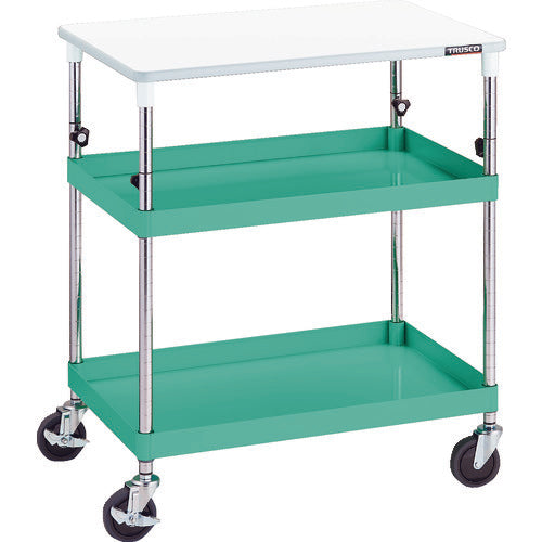 TRUSCO Tool Wagon Phoenix Wagon Noise-reducing 600 x 400 x H880-1130 with top plate Young Green PEW-A962T-YG 1 unit