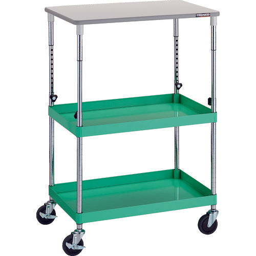 TRUSCO Tool Wagon Phoenix Wagon Noise-reducing 750 x 500 x H880-1130 with top plate Young Green PEW-A972T-YG 1 unit