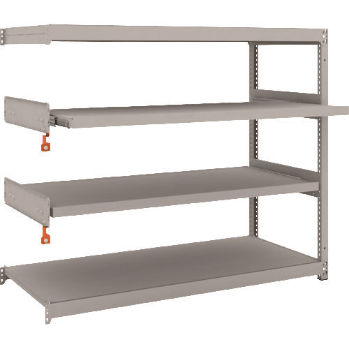 TRUSCO スチールラック M1.5型軽中量棚 1460X595XH1200 4段うちスライド2段 連結 M1.5-4562M2B 1 S