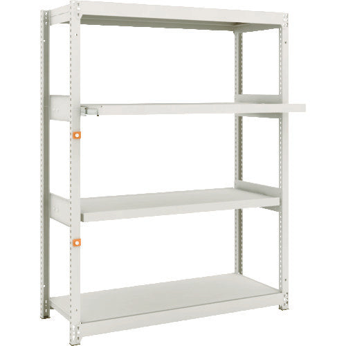 TRUSCO Steel Rack M1.5 Type Light-Medium Duty Shelf 1160 x 445 x H1500 4 Shelves, 2 of which are Sliding Shelves, Single Unit M1.5-5442M2 1 S