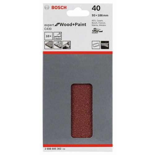 ボッシュ サンディングペーパー#40(10枚入り)【単位=箱】 2608605302 1 箱