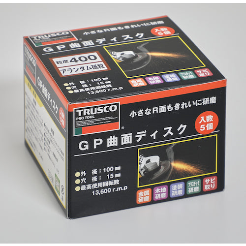 TRUSCO GP 곡면 디스크 아랜덤 Φ100 (5장입) 400# GP100R 1상자