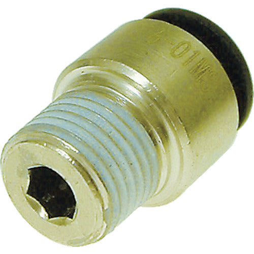 치요다 튜브 피팅 파이브 육각 구멍 부착 메일 커넥터 6mm·R1/8 F6-01MS 1개