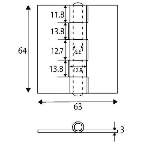WAKI 鉄熔接用丁番 O‐002 65mm O-002 1 個