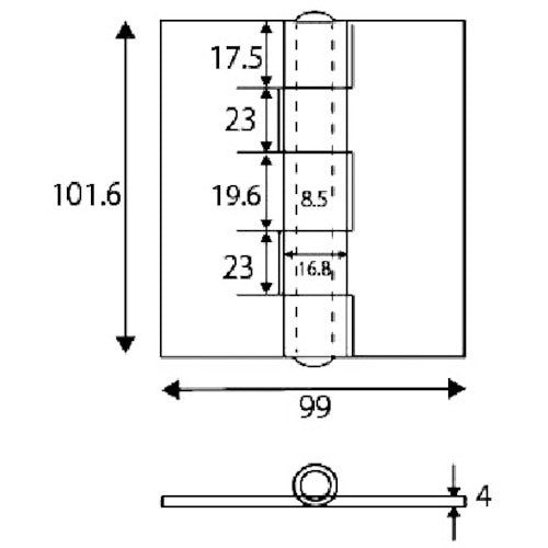 WAKI 鉄熔接用丁番 O‐005 100mm O-005 1 個