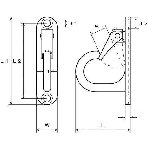 미즈모토 매달려 금구(나사 고정 타입) 스테인리스 러브 훅 곡면용 전장 135 mm B-2674 1개