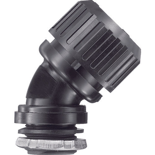 SANKEI Sanflex ROBO 45° Connector for Knockout Connection with Parallel Pipe Threads Black N24BG32 1 pc
