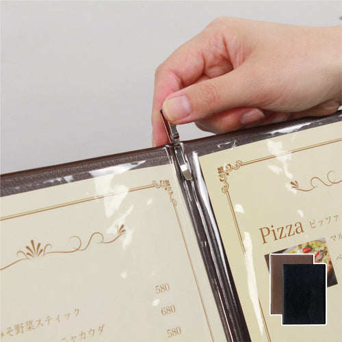 OP Menu File Leather-like A4 4 Pages Black MN-153-BK 1 Book