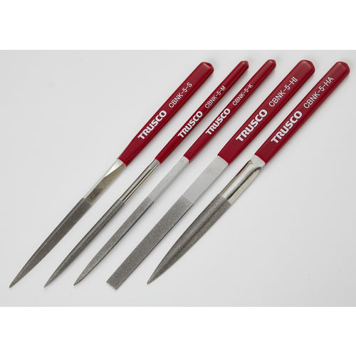 TRUSCO CBN File for Metalworking, Set of 5, Semi-round, CBNK-5-HA, 1 piece
