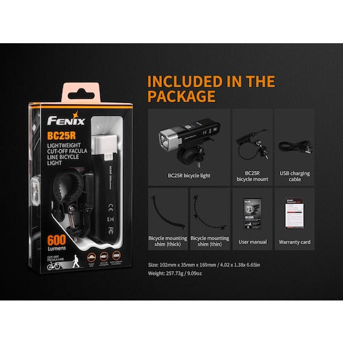 FENIX LED 자전거 라이트 BC25R 블랙 밝기 600lm BC25RBLACK 1개